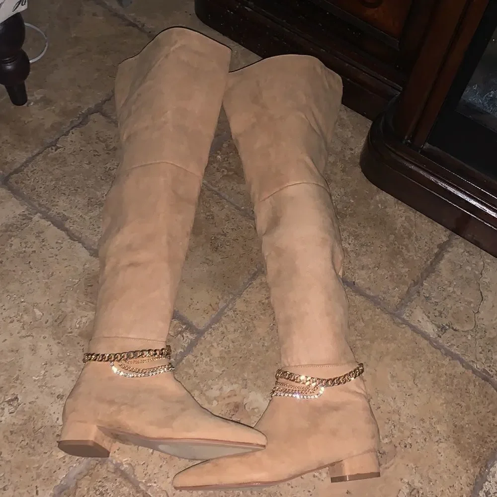 Camel Vegan Suede Boots